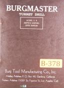 Burgmaster Turret Drill Model 2-A, Service Manual Year (1954)